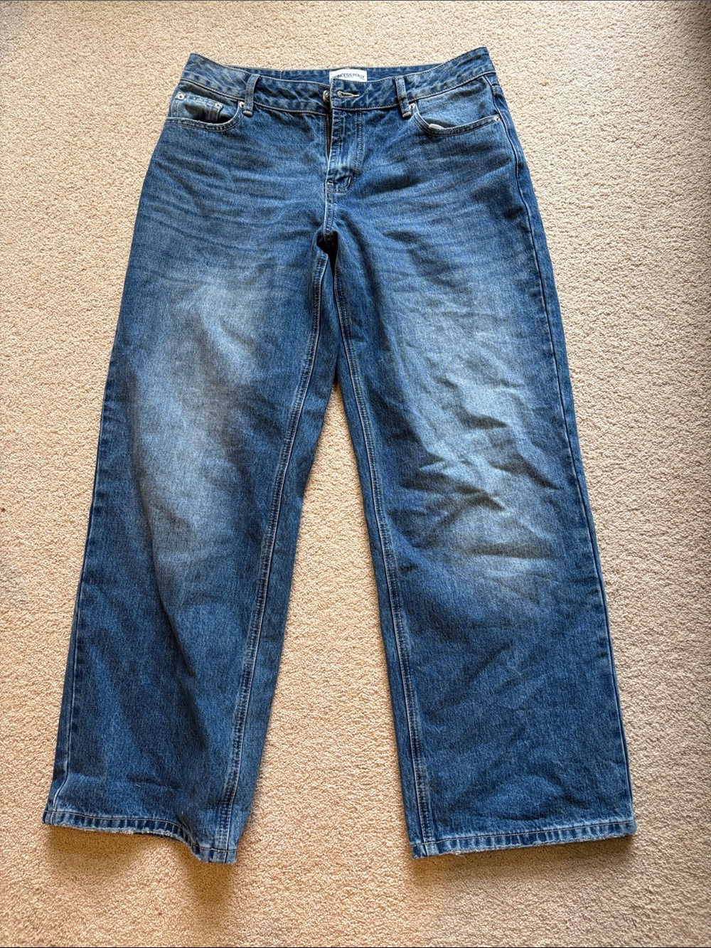 Princess Polly Wide-Leg Blue Denim Jeans size 8